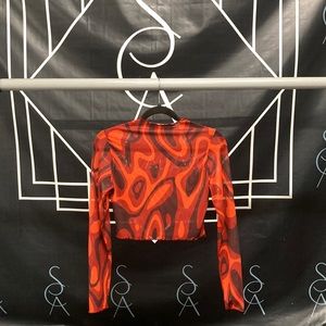 Red & Black Mesh Long Sleeve